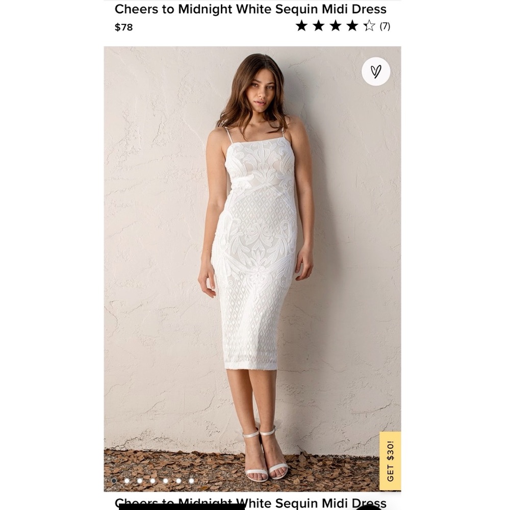 Brand New Lulu’s White Sparkly Midi Dress